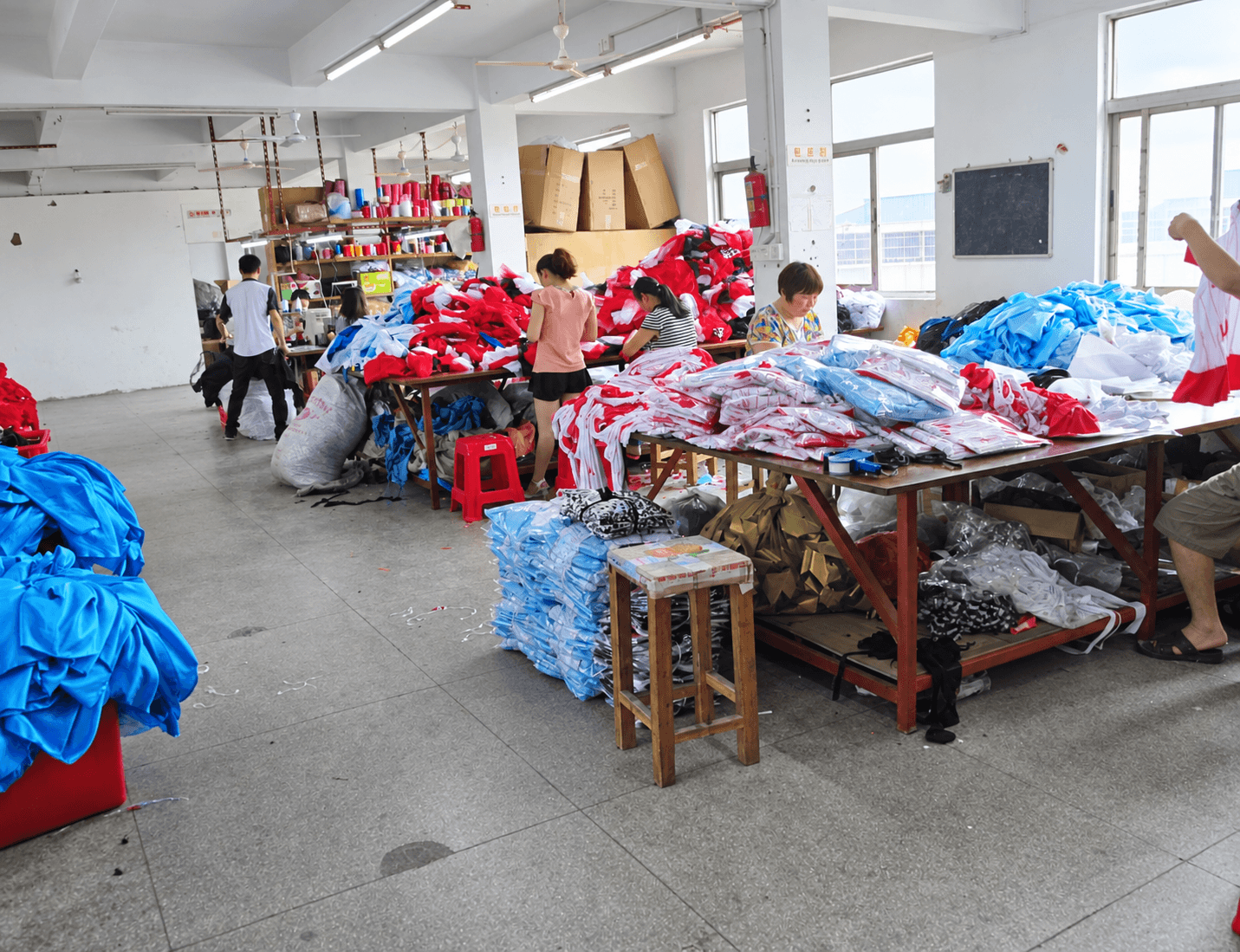 Supplied finishing and garment preparation area