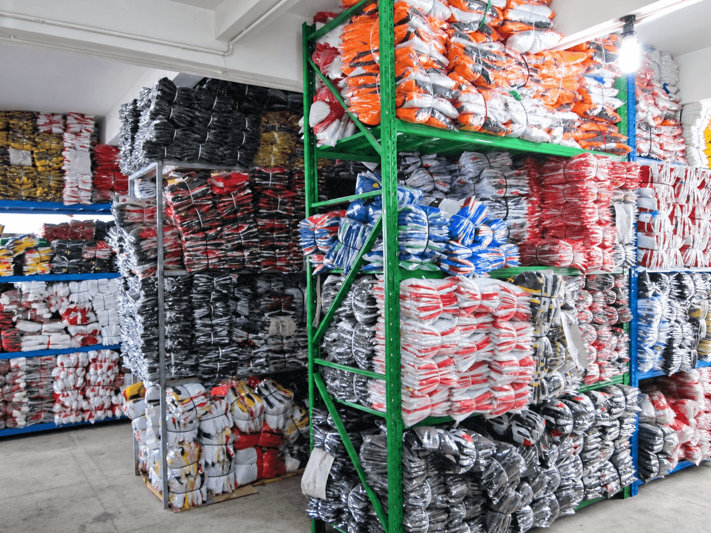 Supplied garment storage and shipment-preparation area