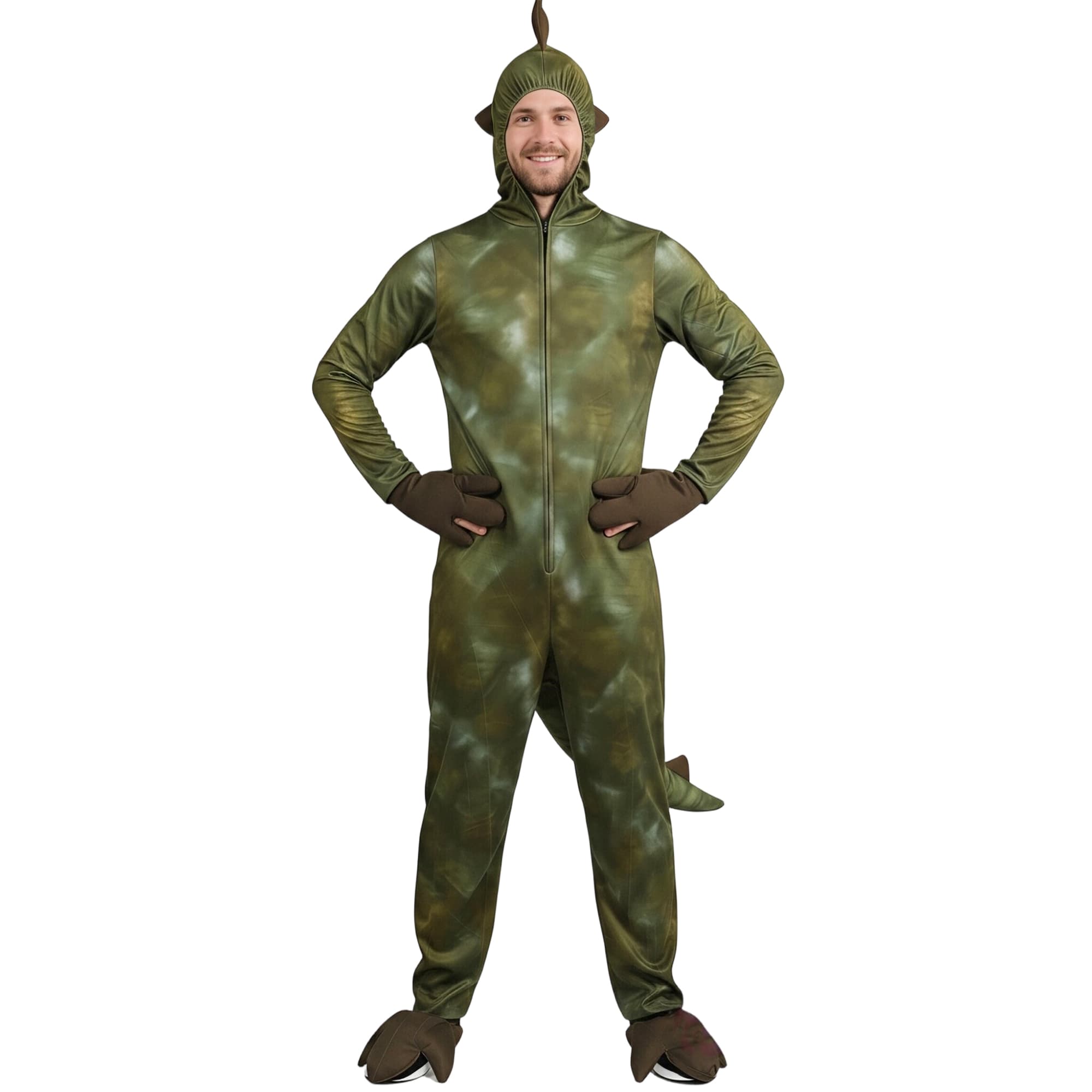 Adult Green Dinosaur Jumpsuit Costume