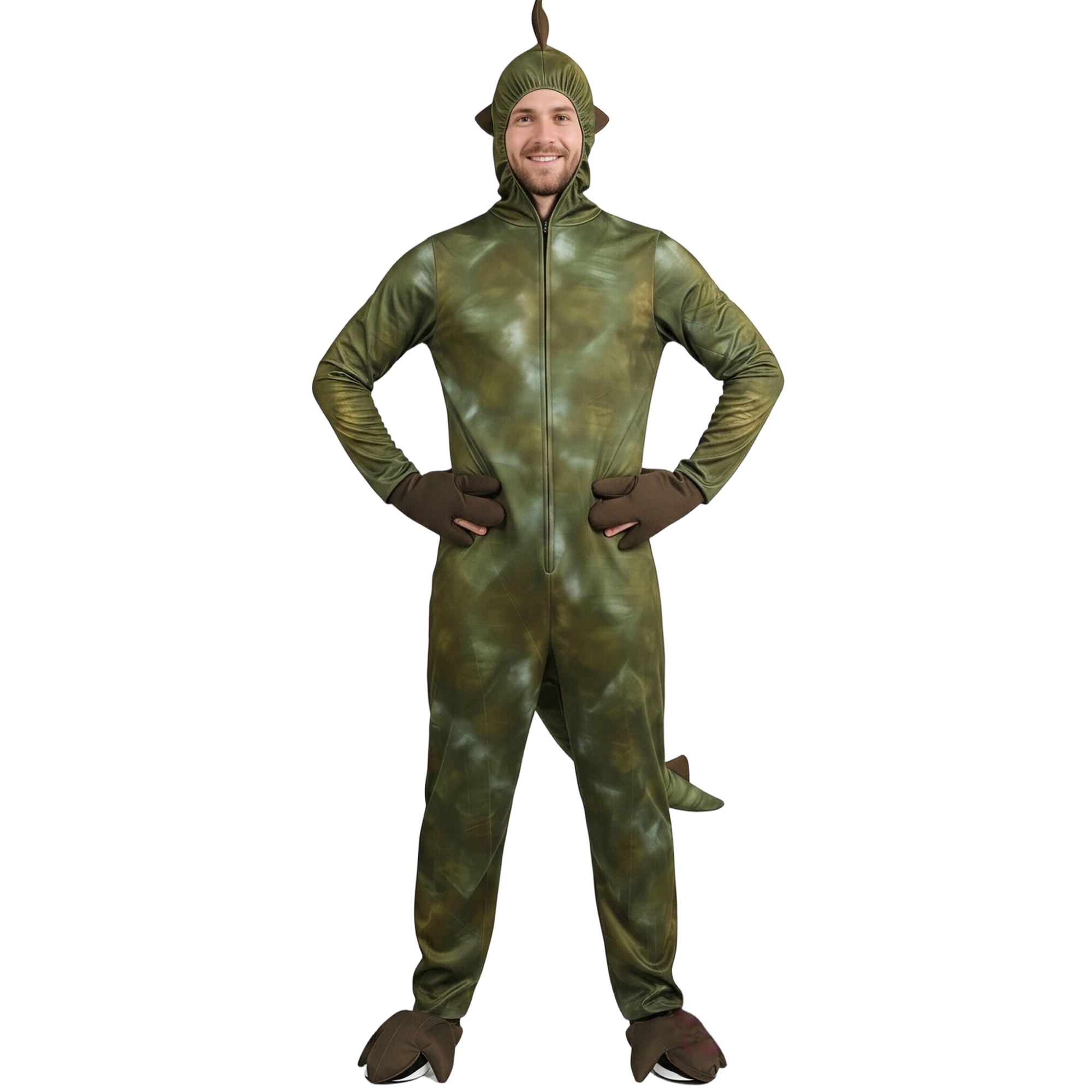 Adult Green Dinosaur Jumpsuit Costume